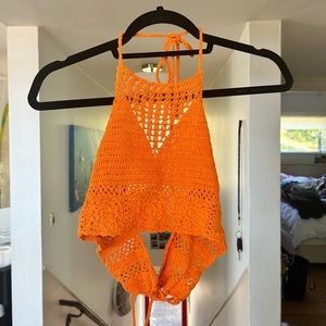 Orange crochet top